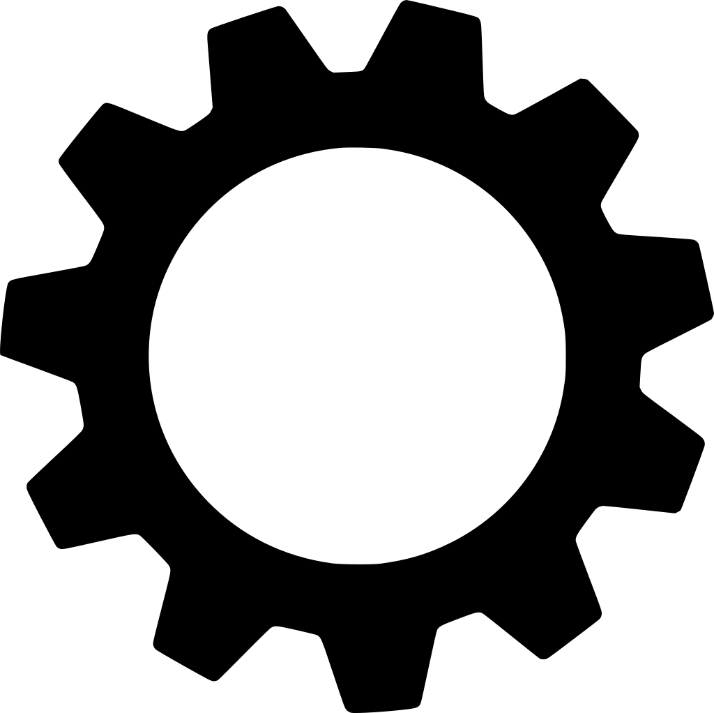 Black gear icon representing settings or optimisation
